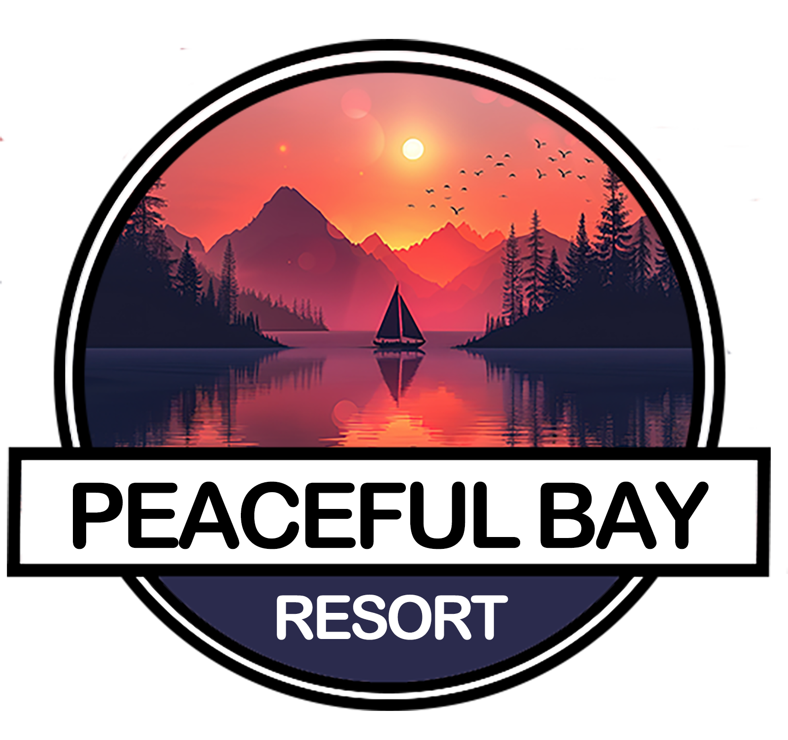 Peaceful Bay Resort — Sunset Lake Circle Logo